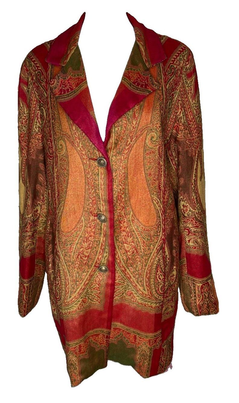 TravelSmith Paisley Tapestry Long Jacket 12 Spice Colors Rayon Blend Boho